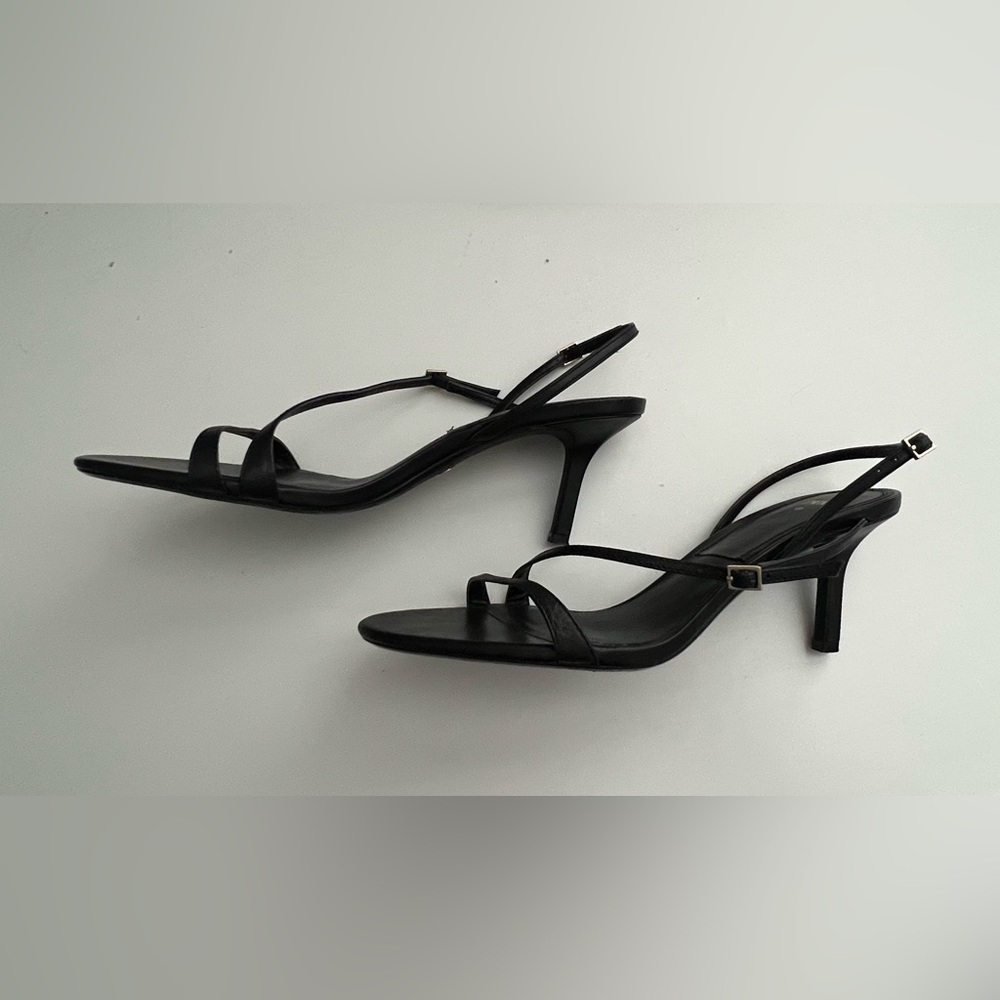 Zara Black Strappy Kitten Heels